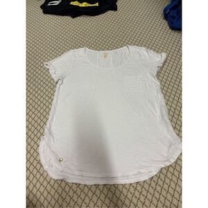 Lilly Pulitzer Top Women's MEDIUM Luxletic white Short Sleeve Kerah